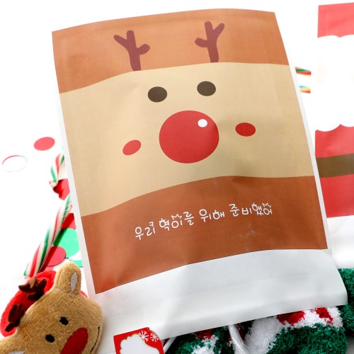 e베이비랜드,[제작] 크리스마스 구디백 접착봉투10p CGB11 루돌프얼굴 / 파티용품 크리스마스파티