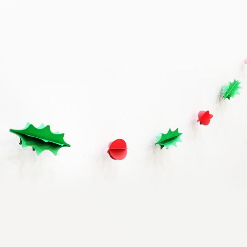e베이비랜드,[크리스마스 가랜드] 4D 홀리열매 행잉가랜드 2m / 파티용품 성탄절 산타 셀프촬영